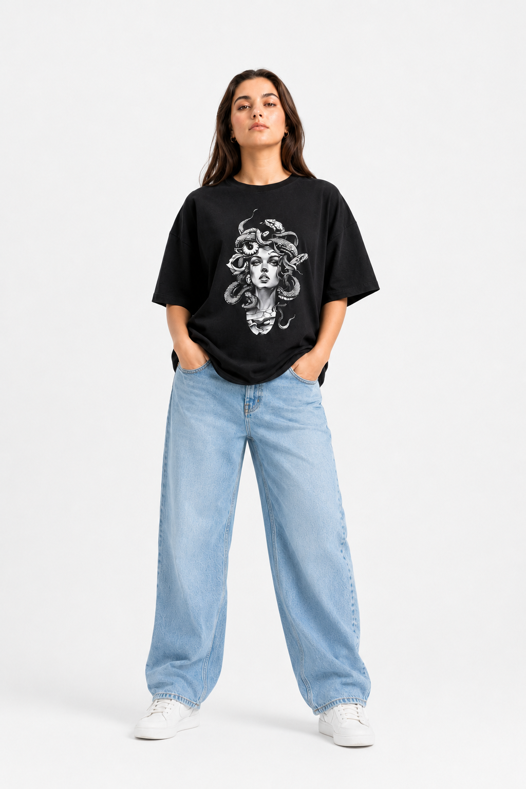 Medusa Graphic Oversized T-Shirt – Black