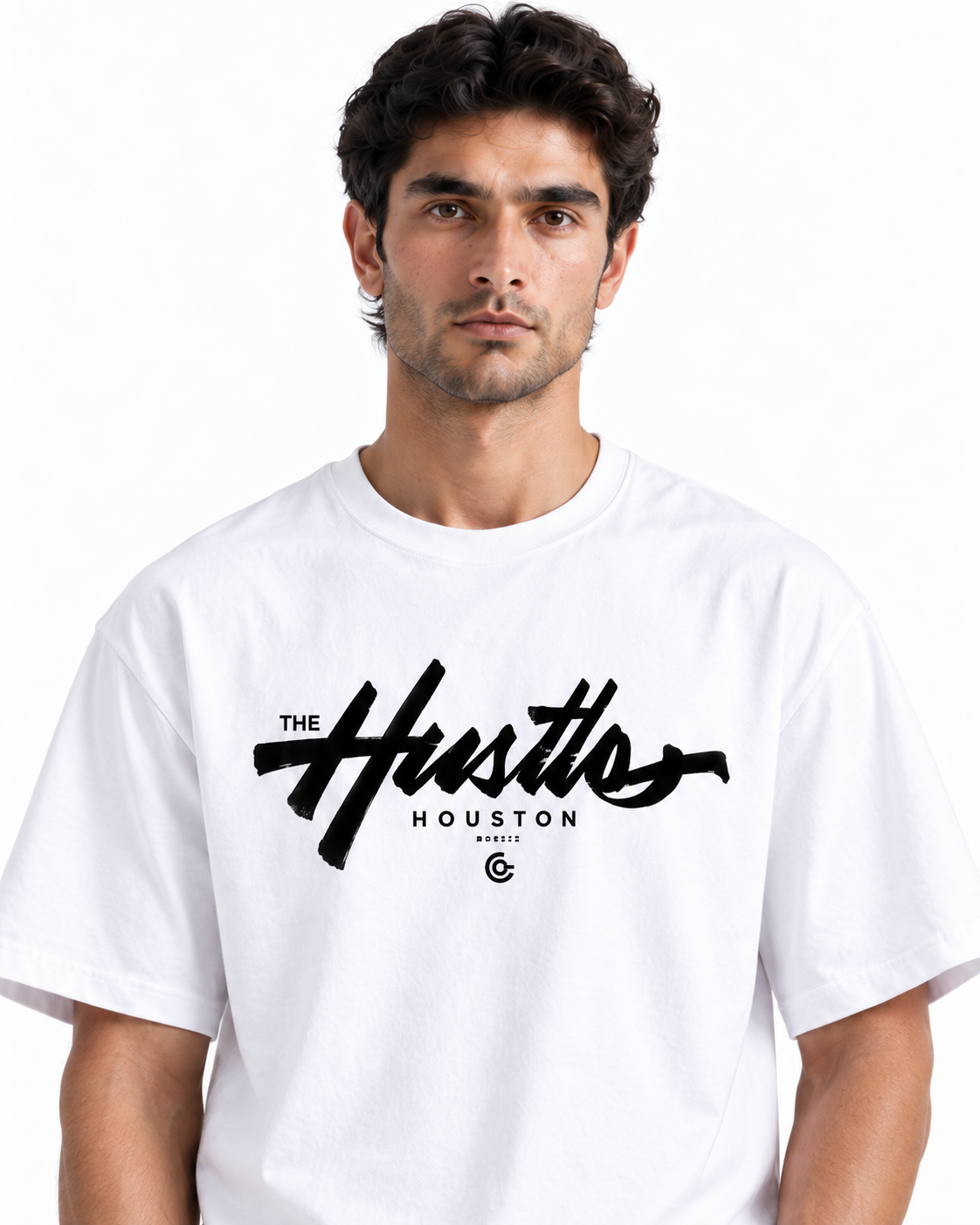 The Hustle Houston Oversized Graphic T-Shirt - White
