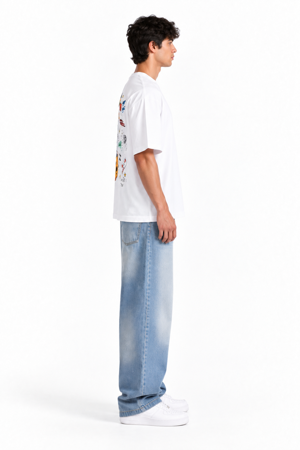 From The Moon To Mars Oversized Graphic T-Shirt White