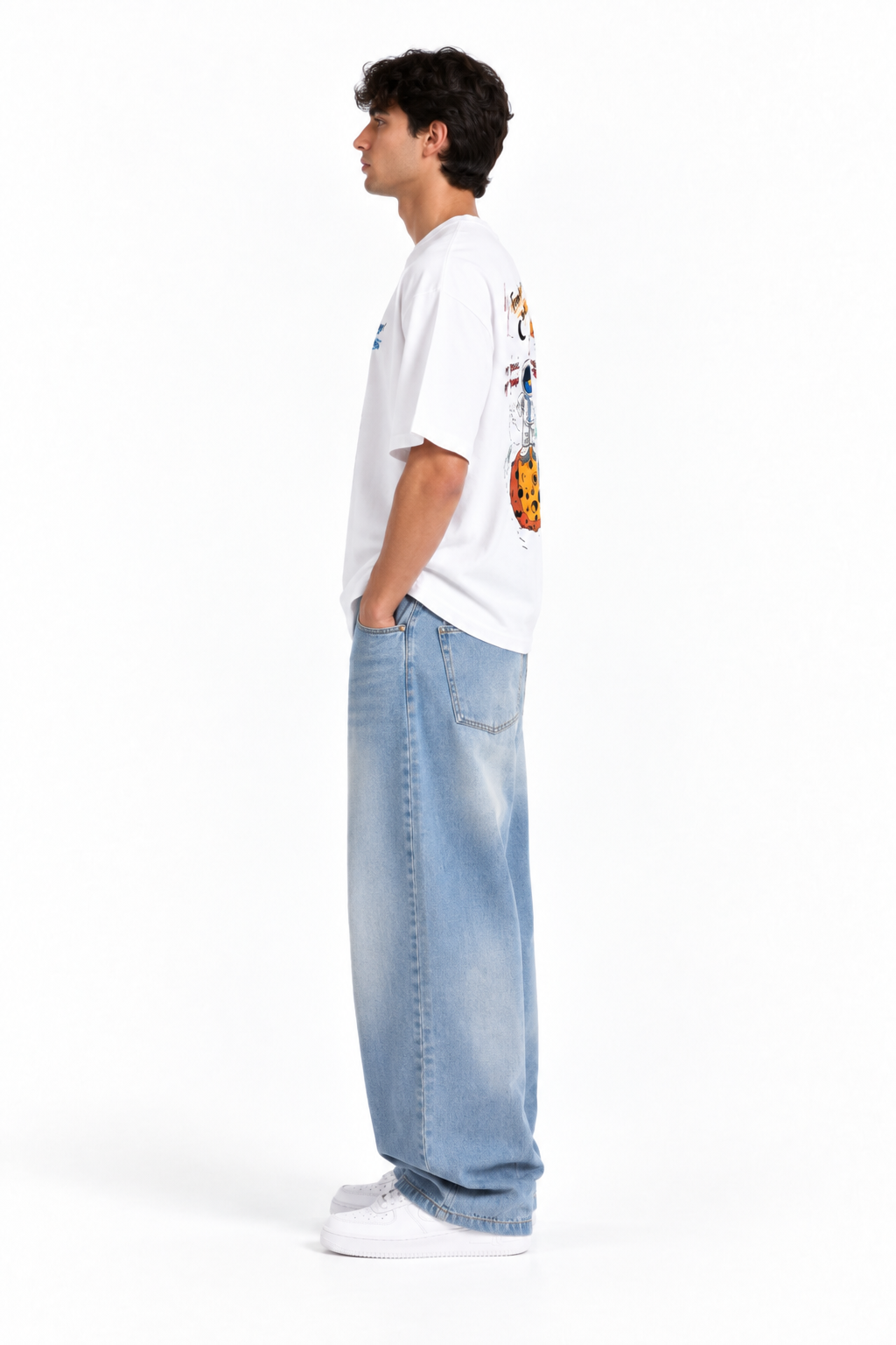 From The Moon To Mars Oversized Graphic T-Shirt White