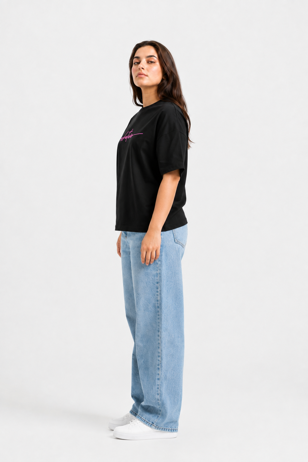 Whatever Script Graphic Oversized T-Shirt – Black