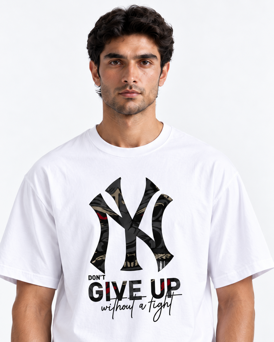 Metal Font Graphic Oversized T-Shirt - White