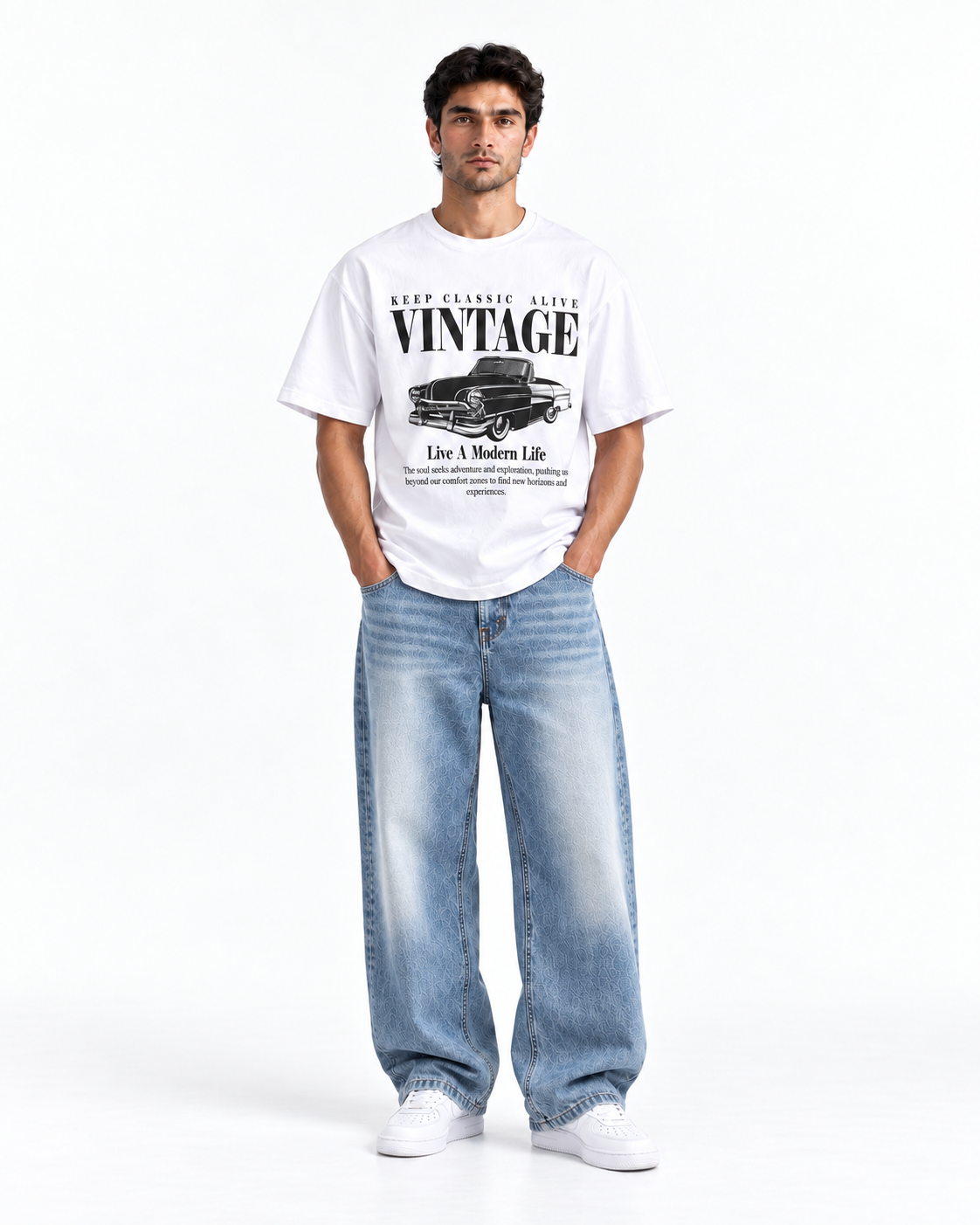Vintage Graphic Oversized T-Shirt – White