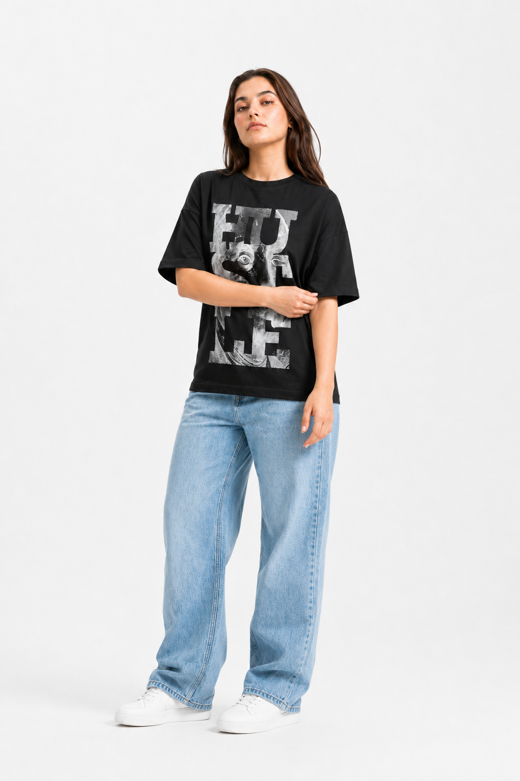 FUSE Graphic Oversized T-Shirt – Black