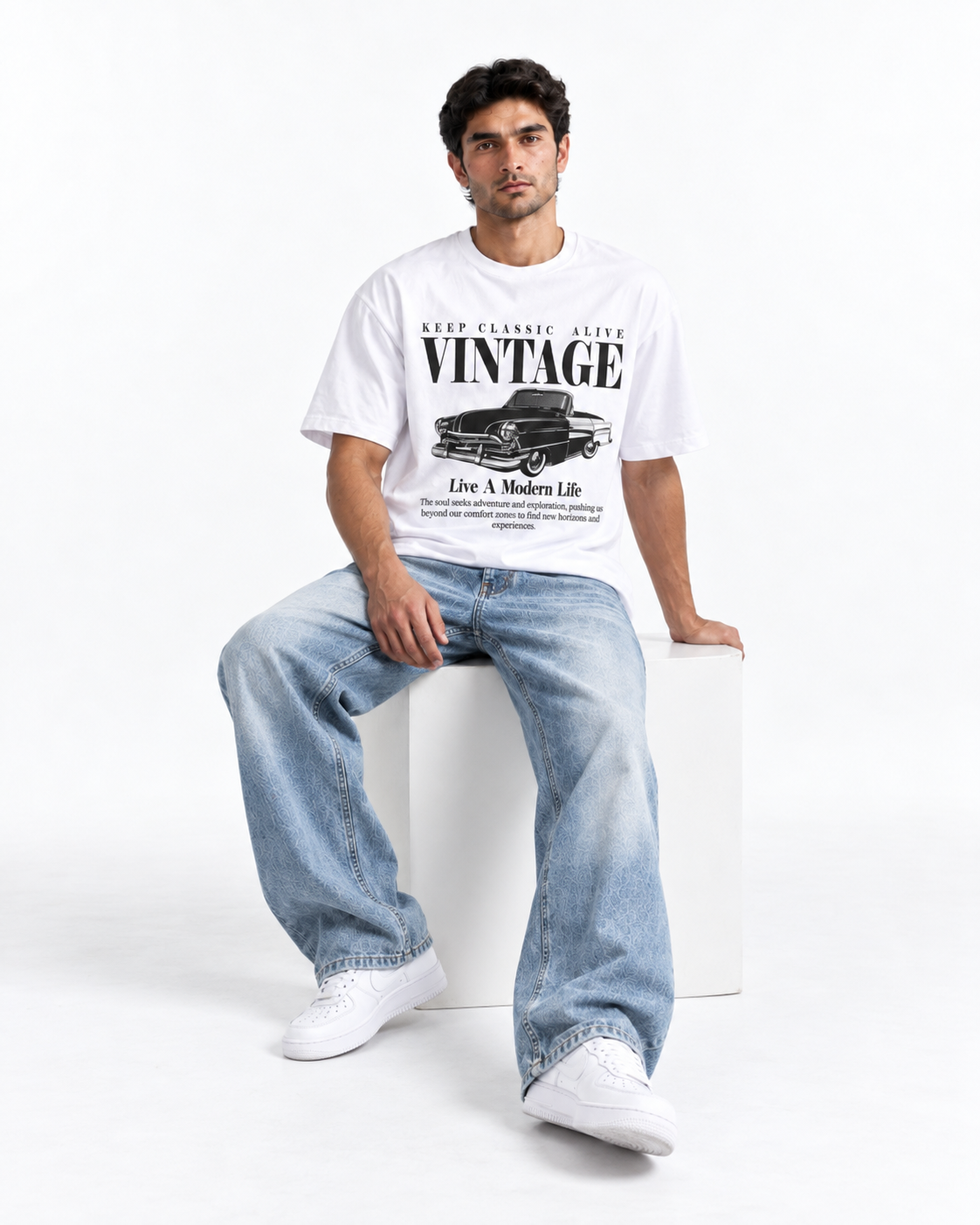 Vintage Graphic Oversized T-Shirt – White