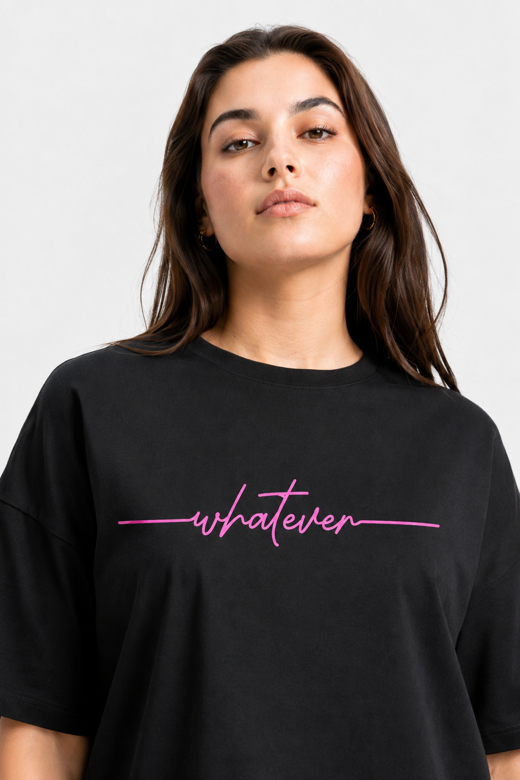Whatever Script Graphic Oversized T-Shirt – Black