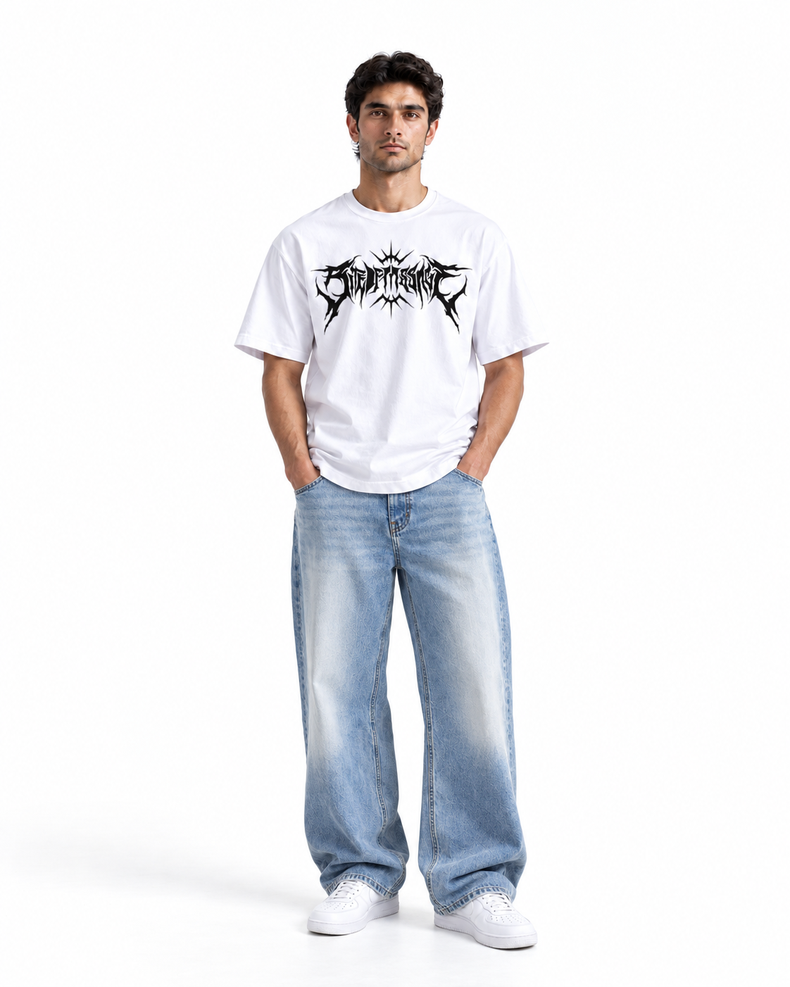 Gothic Graphic Oversized T-Shirt - White