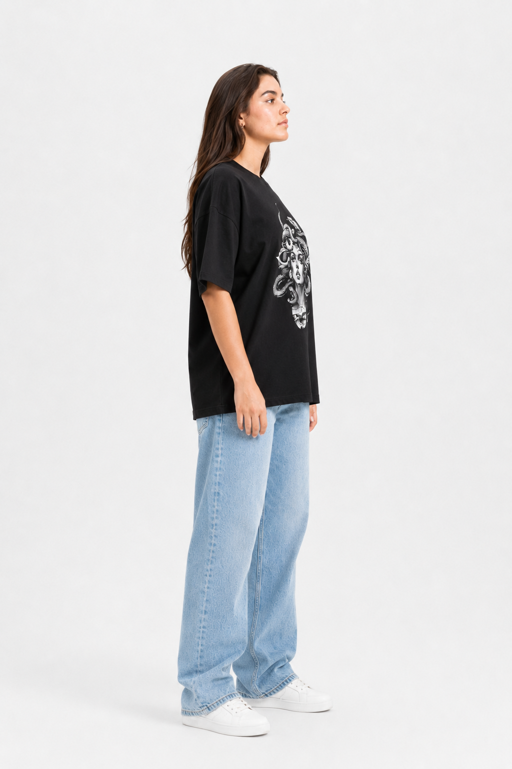 Medusa Graphic Oversized T-Shirt – Black
