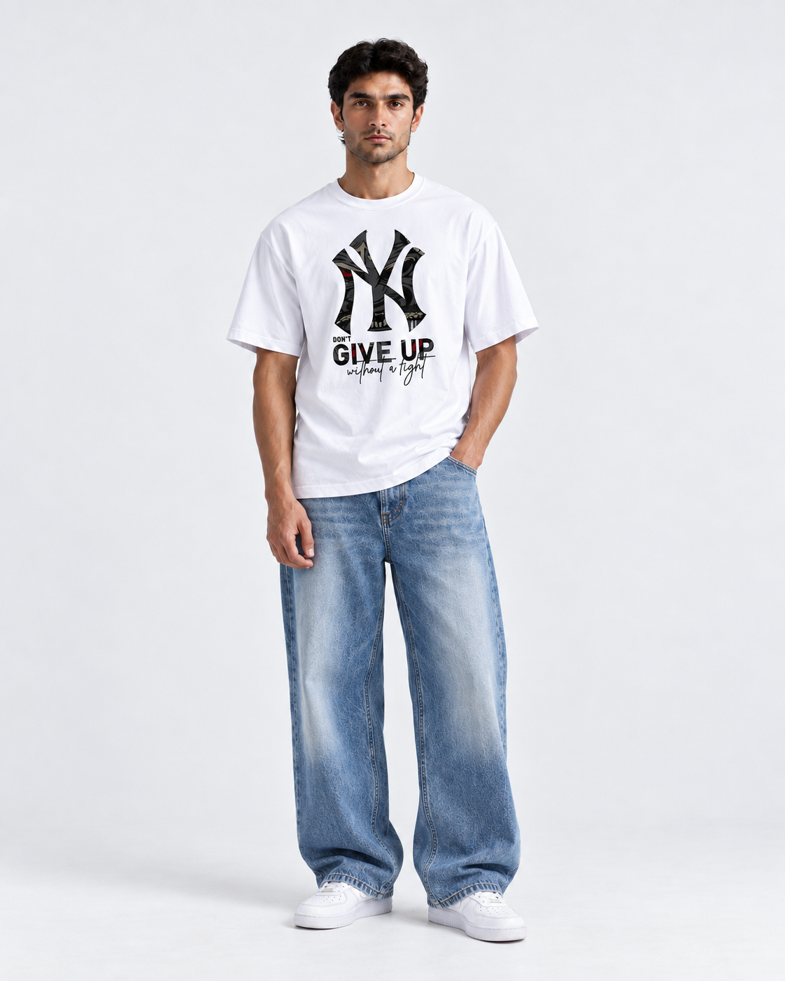 Metal Font Graphic Oversized T-Shirt - White