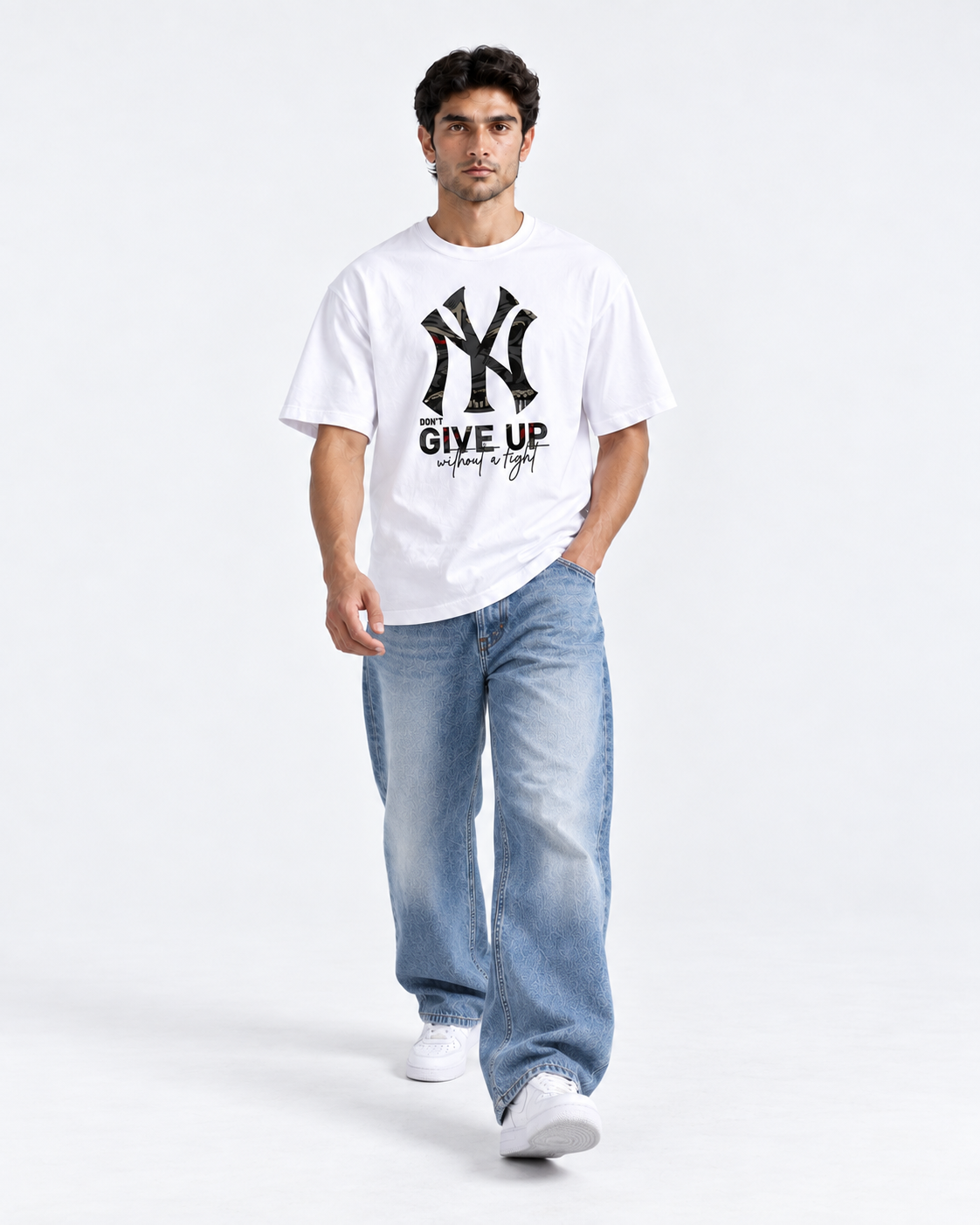 Metal Font Graphic Oversized T-Shirt - White