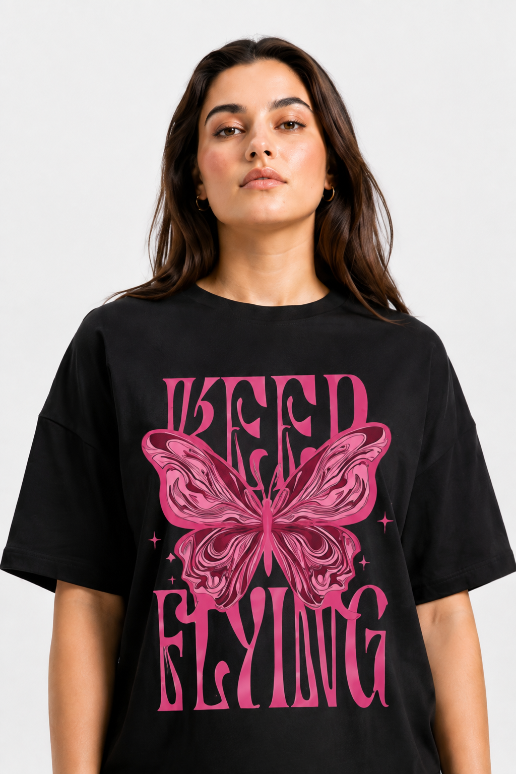 Butterfly Freedom Graphic Oversized T-Shirt Black